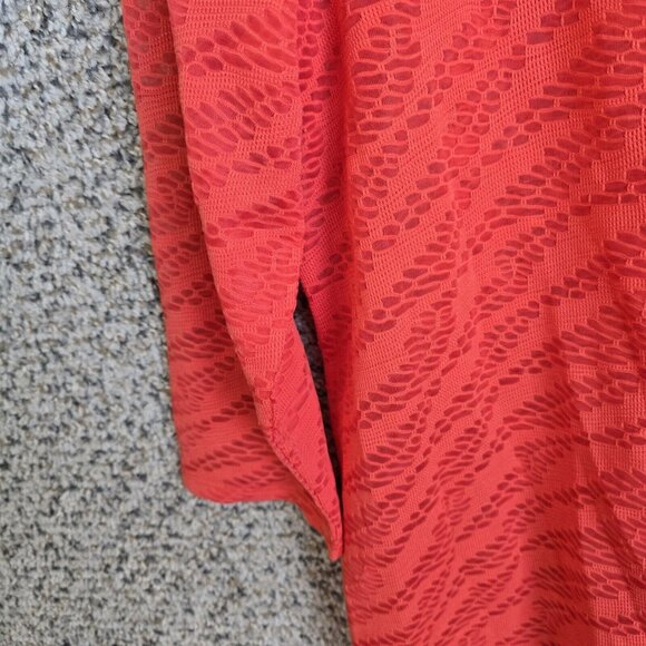 Chicos Top Womens 1 US Medium Orange Open Knit Scoop Neck 3/4 Sleeve Casual - Picture 3 of 7